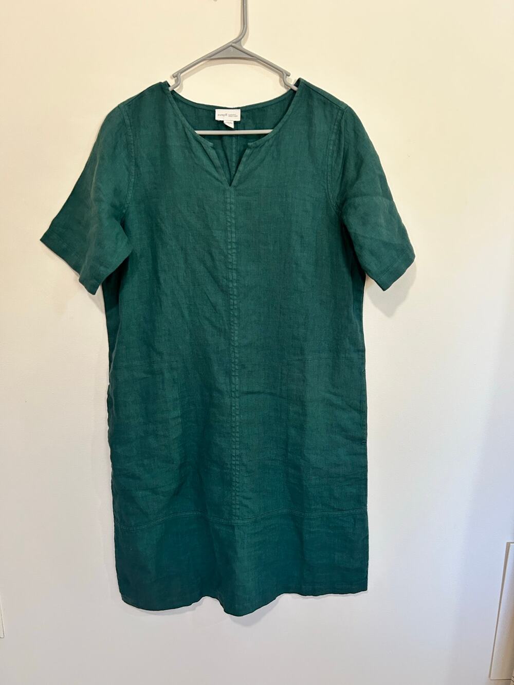 J Jill Pure Jill garment-dyed linen tunic dress jade green (ST)